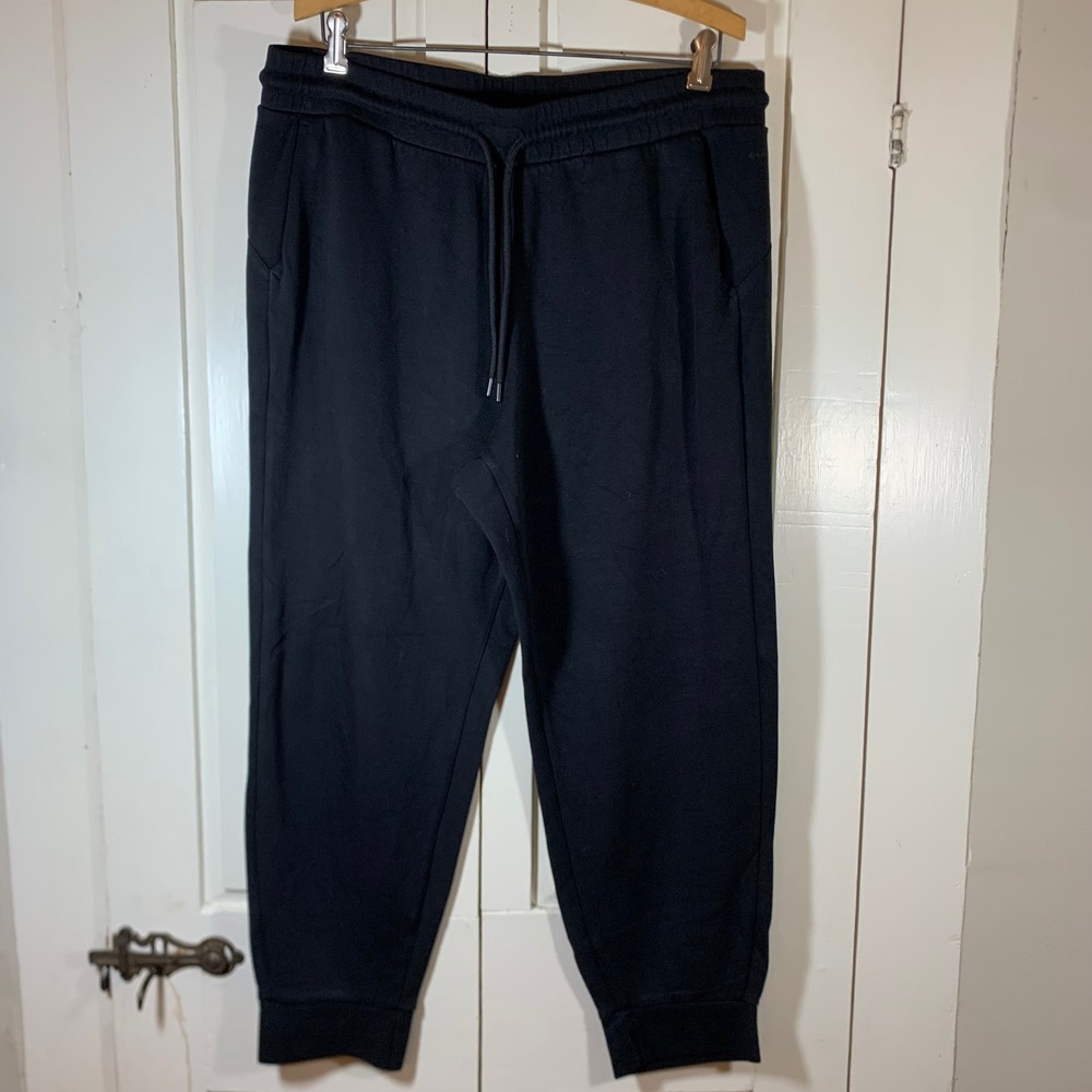 Danskin Womens Black Tapered Jogger Pants Size XL Style 9840 Drawstring Pockets